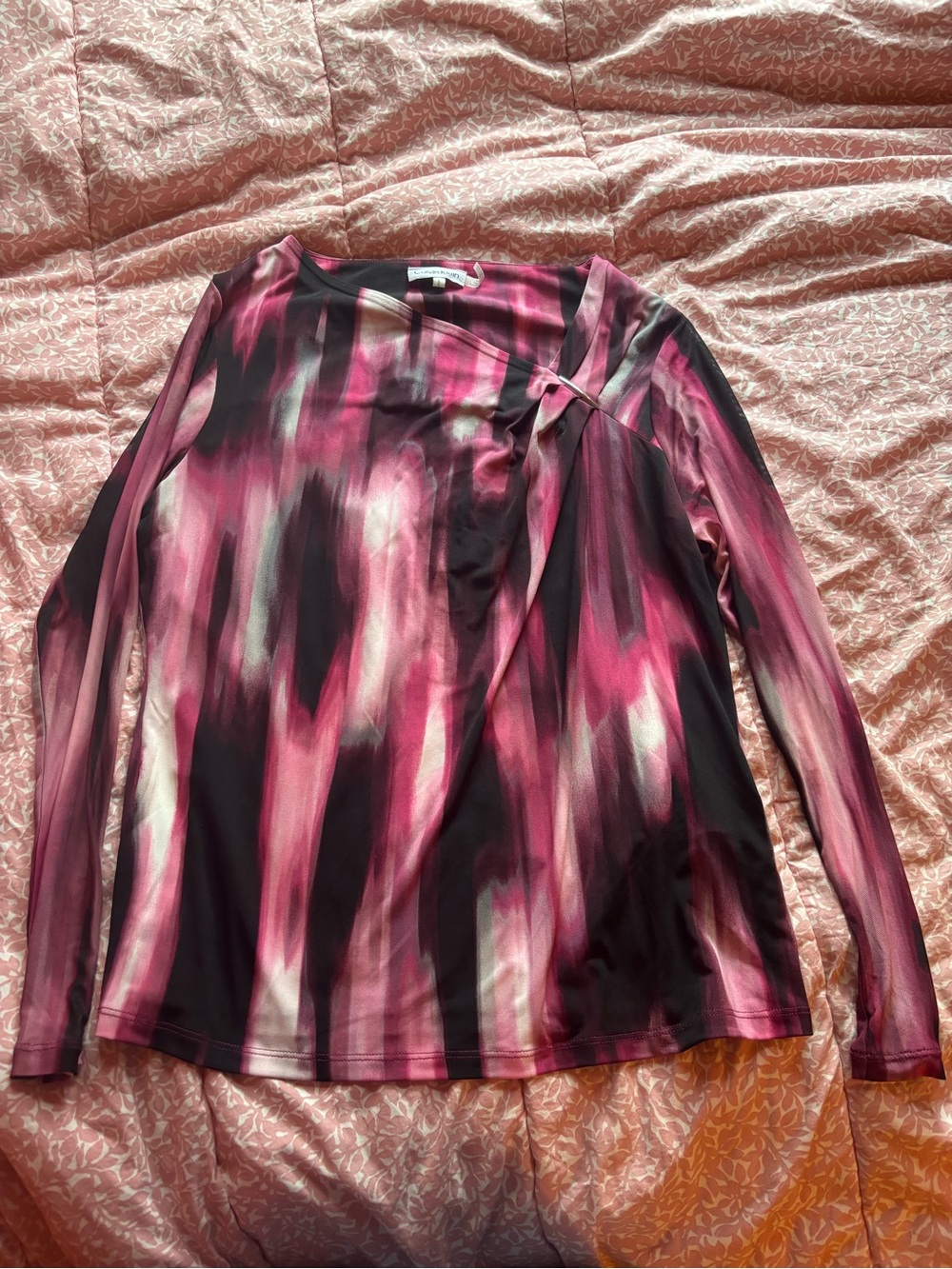 Calvin Klein’s Pink & Black Tie Dye Blouse
